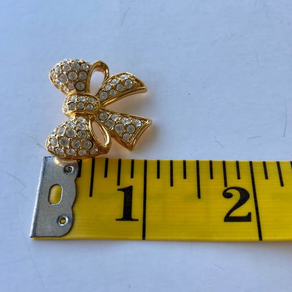 Swarovski Bow Gold Crystals Pin Brooch - Picture 7 of 7